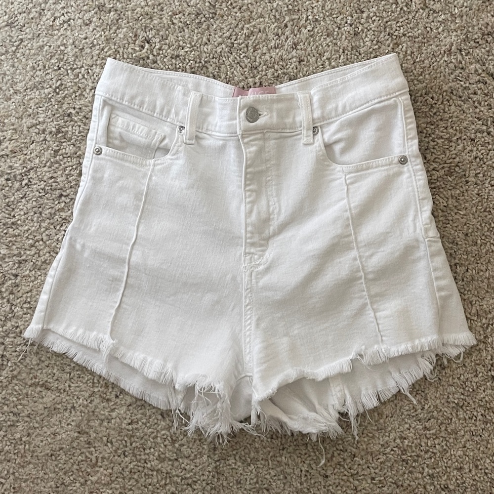 Revice Denim High Waisted White Denim Shorts